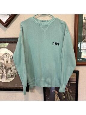Vintage 80s/90s RARE Teal Calvin Klein Sport Knit Rowing Crew Sweater Size Small